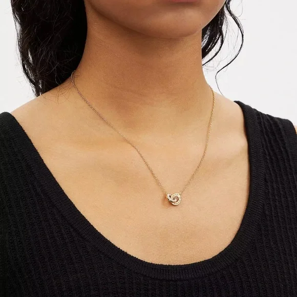 Coach Interlocking Open Circle Pearl Pendant Necklace - Picture 2 of 2